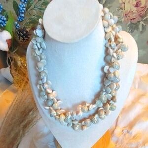 2/$30 Long Hawaiian Shell Necklace Beach Jewelry Nautical Ocean 34"